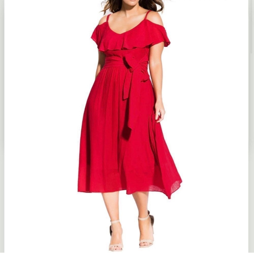 city chic women’s plus size dress Romantic Tie Red Love size XXL/24 NEW